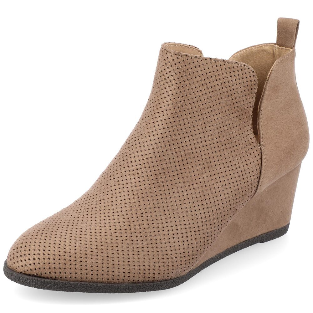 Journee Collection Women's Mylee Pull On Wedge Booties Taupe 8.5